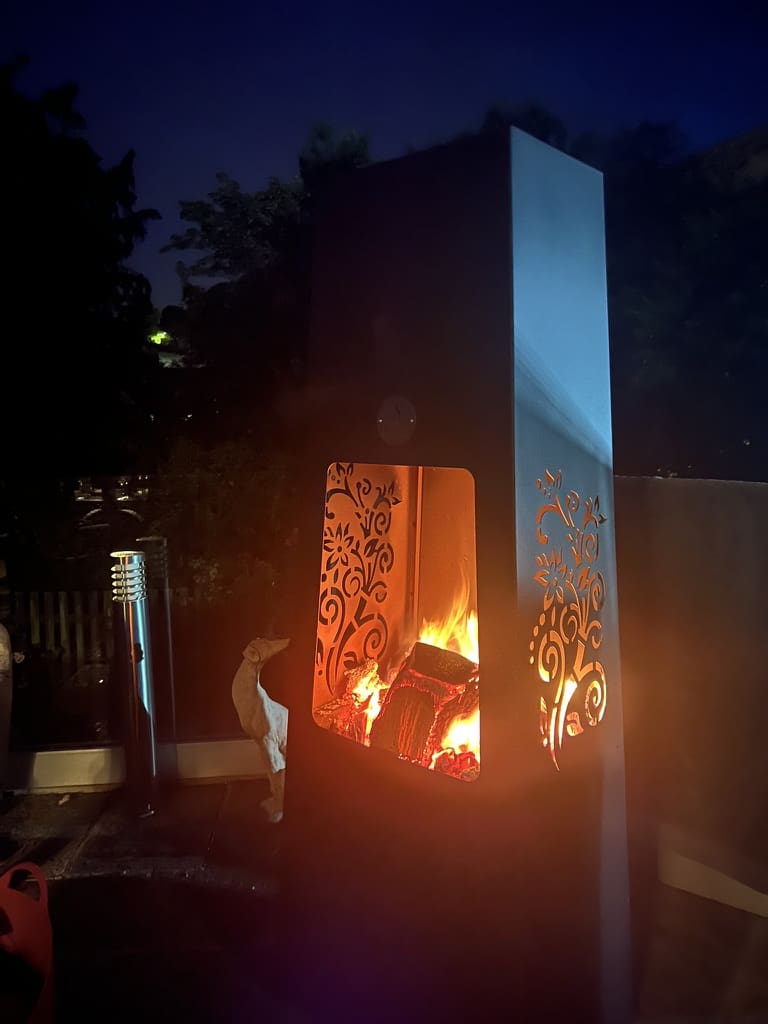 Luxury Chiminea at night